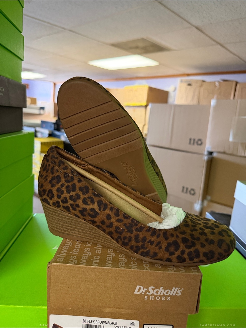 Dr. Scholl's Leopard Print Wedge Pumps - Brown/Black (Wide)